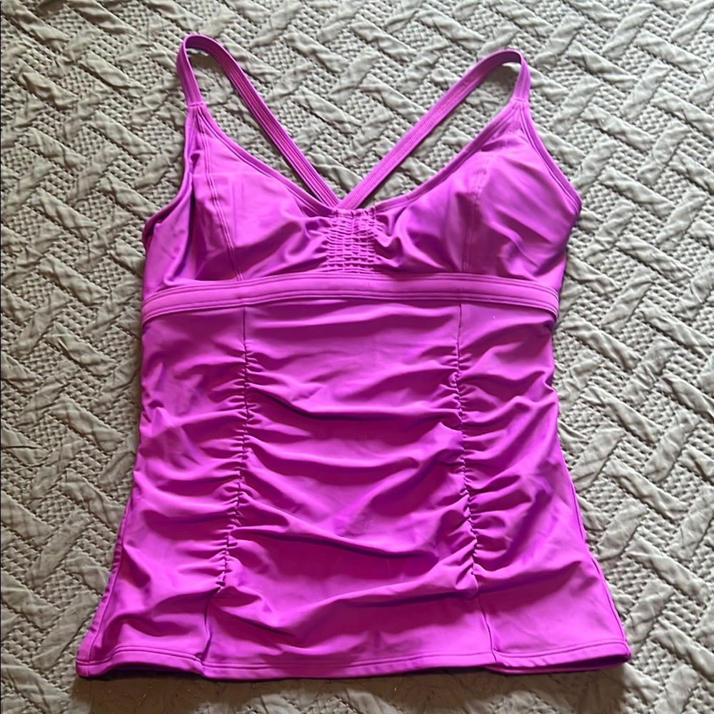 Athleta : Pink Ruched Fitted Swim Tankini - 34D/DD